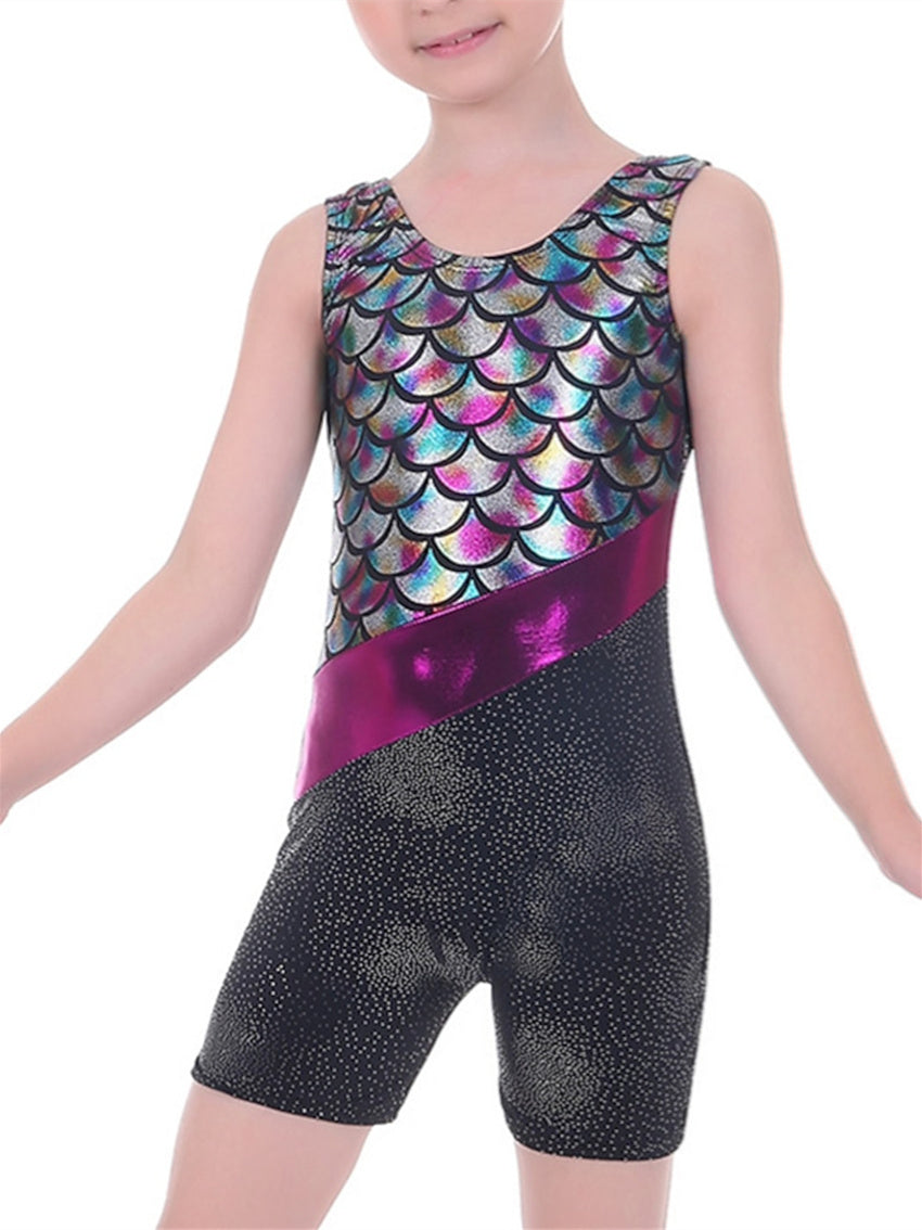 Vêtements de Danse pour Enfants Ballet Sans Manches Impression Épissage Performance pour Filles Polyester