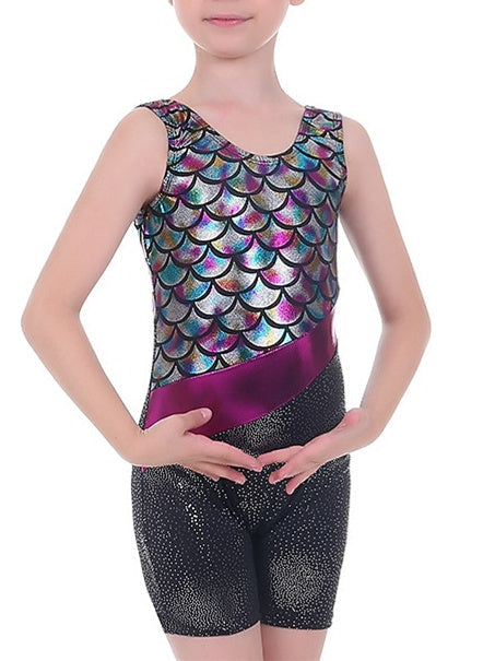 Vêtements de Danse pour Enfants Ballet Sans Manches Impression Épissage Performance pour Filles Polyester