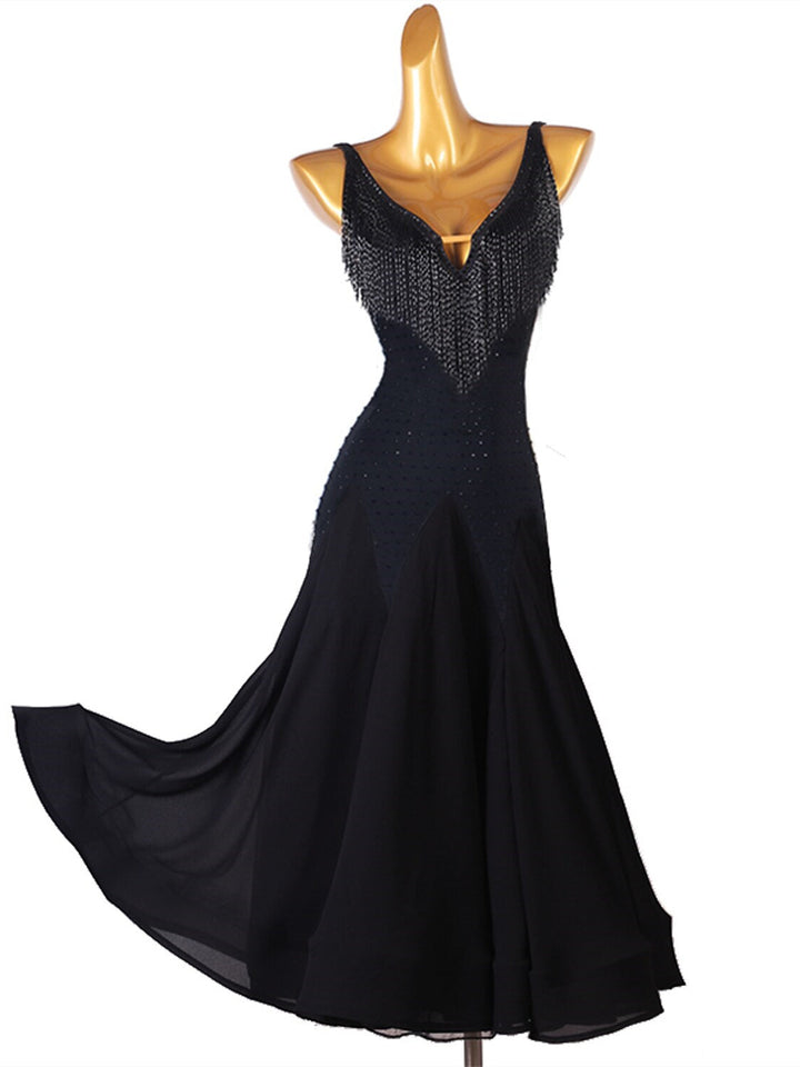 Robe de Danse de Salon pour Femmes avec Cristaux/Strass, Sans Manches, pour Femmes