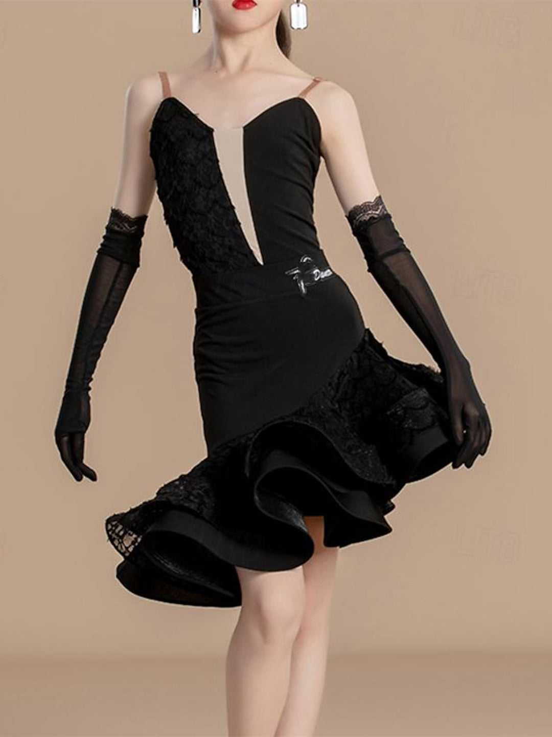 Vêtements de Danse Latine pour Enfants, Sans Manches, pour Filles, Performance et Dentelle en Coton Cristal