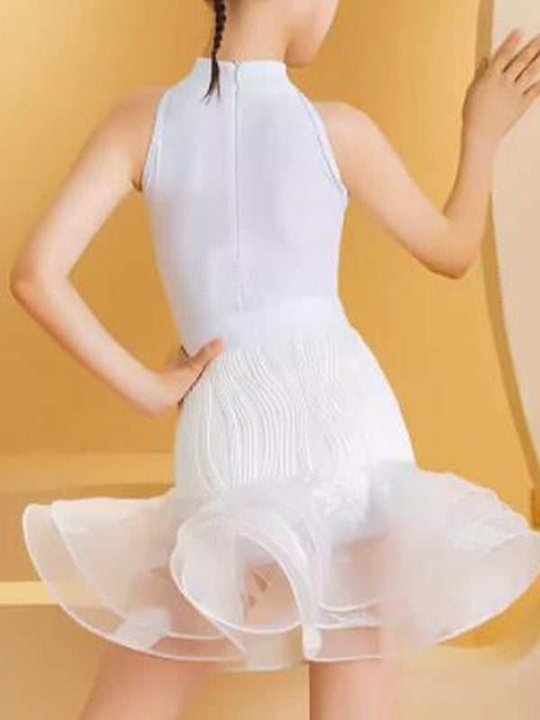 Jupes de Danse pour Enfants, Épissage, Sans Manches, pour Filles, Performance et Tricot