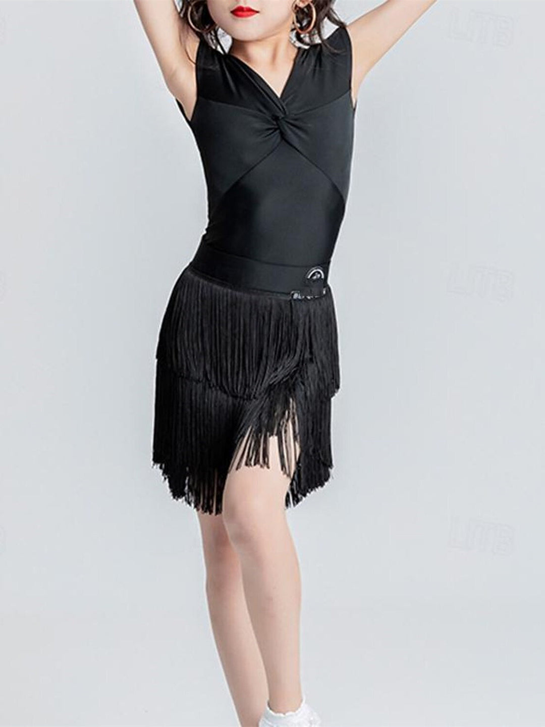 Jupes de Danse pour Enfants à Pampilles, Col en V, Sans Manches, Chinlon, pour Filles