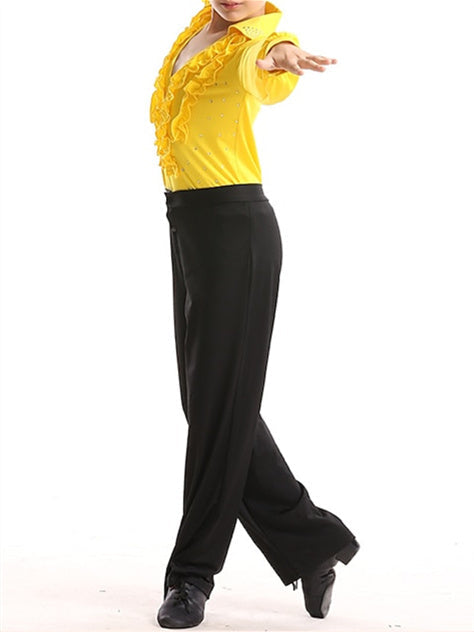 Vêtements de Danse pour Enfants à Volants, Cristaux/Strass, Manches Longues, Garçons, Polyester, Performance