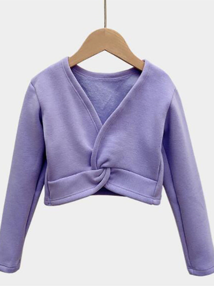 Robe de Danse pour Enfants, Couleur Unie, Manches Longues, Col en V, Mélange de Coton, pour Filles