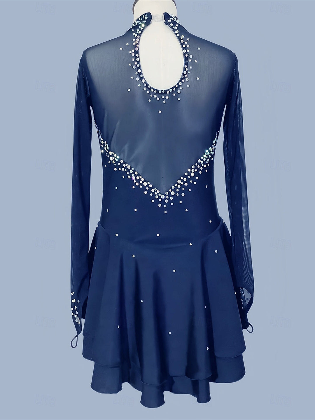 Robe de Patinage Artistique pour Femmes et Filles, Robe de Patinage Sur Glace, Noir, Bleu Marine, Élasthanne, Extensible, Entraînement, Pratique, Vêtements de Patinage Professionnel