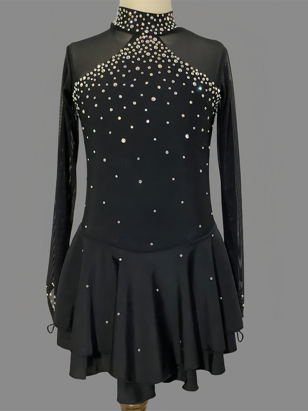 Robe de Patinage Artistique pour Femmes et Filles, Robe de Patinage Sur Glace, Noir, Bleu Marine, Élasthanne, Extensible, Entraînement, Pratique, Vêtements de Patinage Professionnel