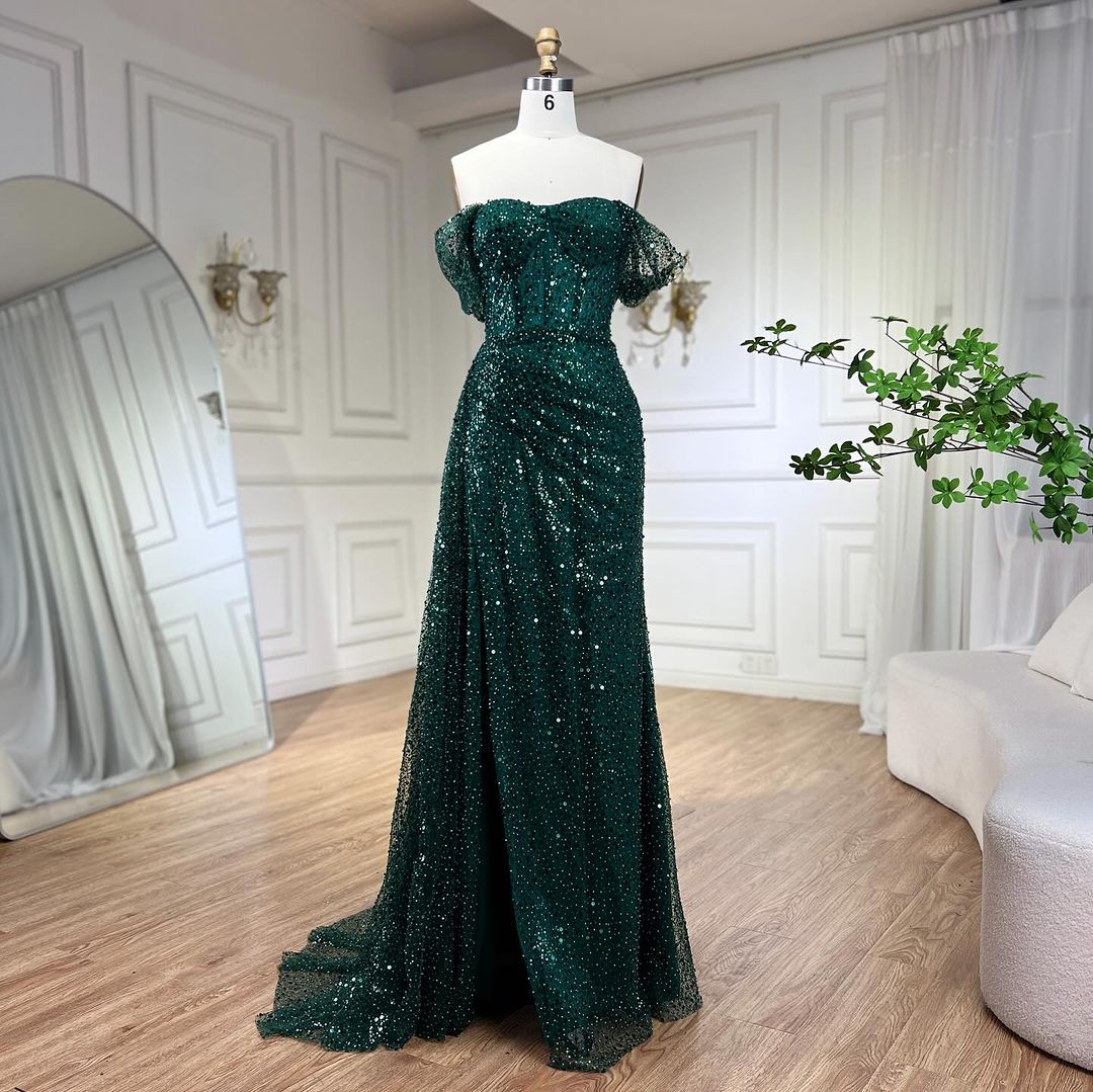 Robe de Bal Longue Sans Bretelles à Col en V et à Paillettes