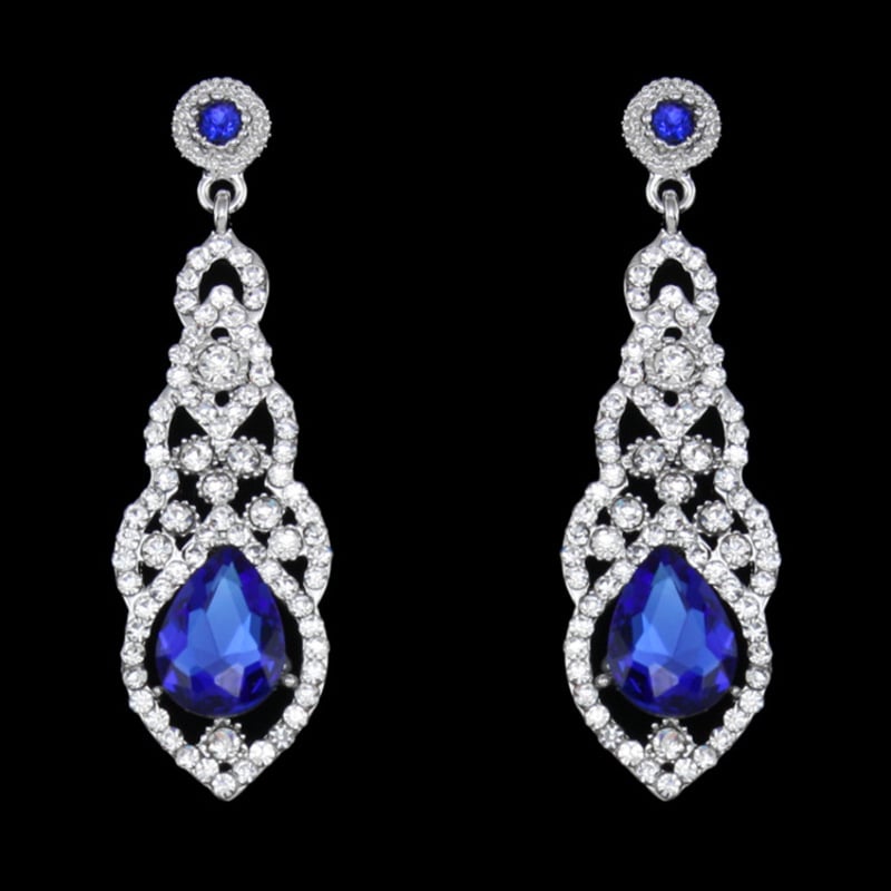 Boucles D'Oreilles Pendantes Romantiques en Strass