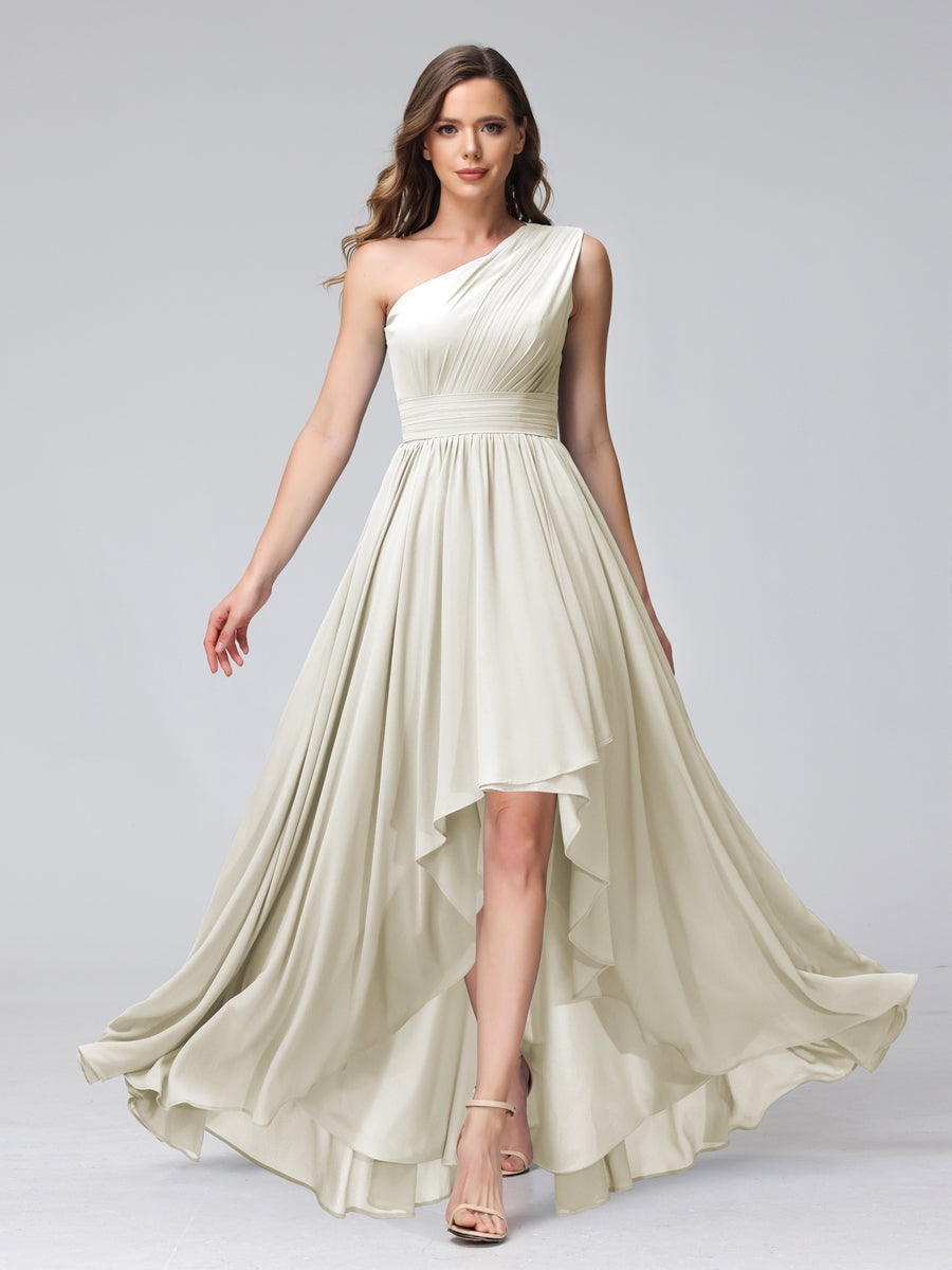 Ligne A/PrincesseUne Épaule Sans Manches Asymétrique Bridemaid Robes avec Poches