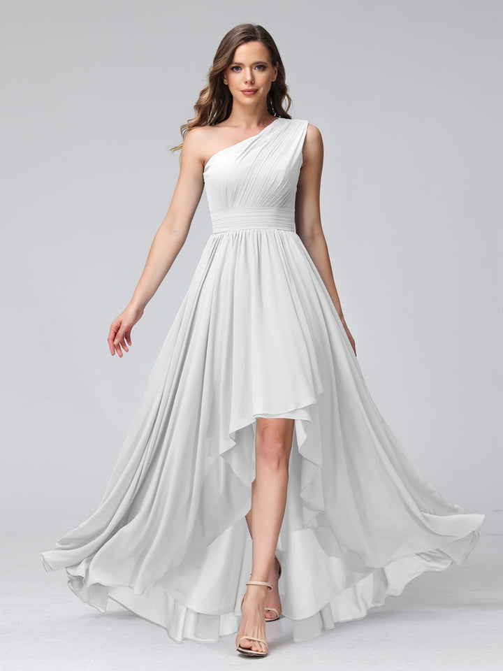 Ligne A/PrincesseUne Épaule Sans Manches Asymétrique Bridemaid Robes avec Poches