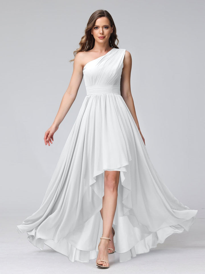 Ligne A/PrincesseUne Épaule Sans Manches Asymétrique Bridemaid Robes avec Poches