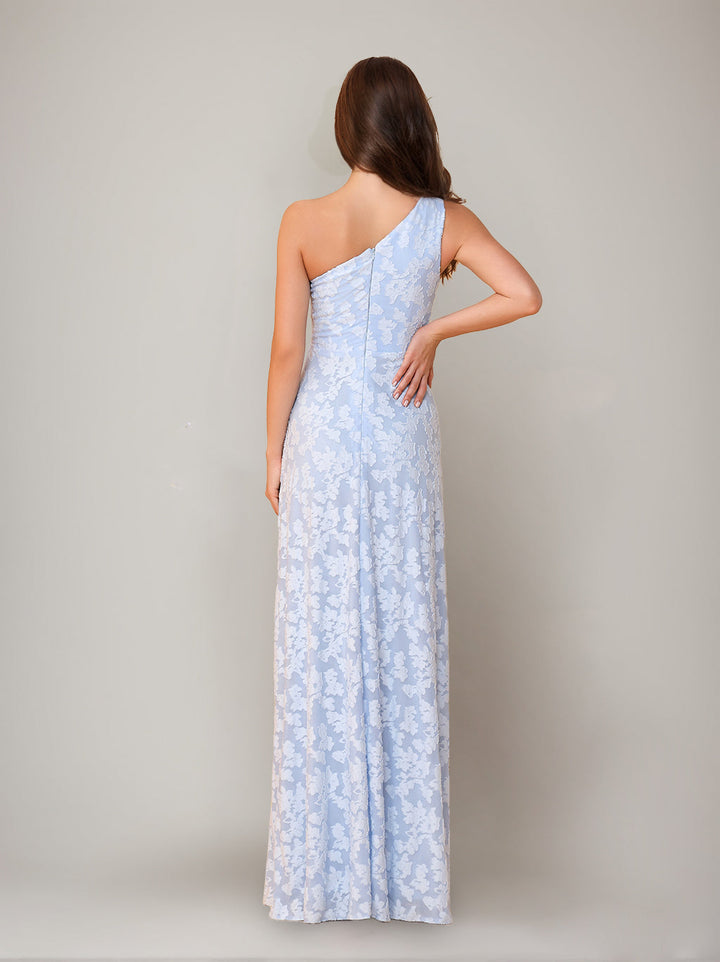 Gaine/Colonne Une Épaule Sans Manches La Longueur du Sol Robes de Demoiselle d'Honneur avec Côté Divisé & Ceinture