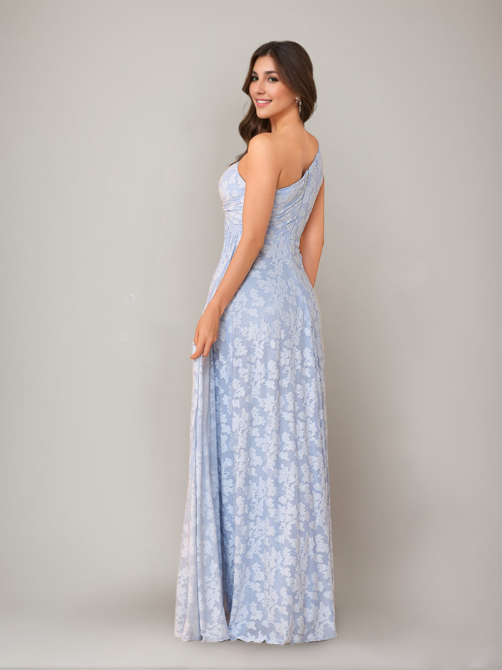 Gaine/Colonne Une Épaule Sans Manches La Longueur du Sol Robes de Demoiselle d'Honneur avec Côté Divisé & Ceinture