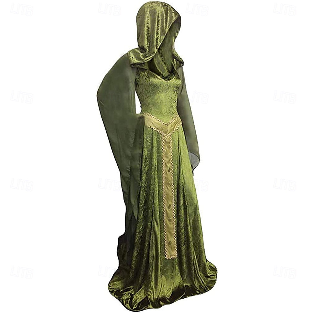 Robe de Costume D'Halloween à Manches Longues et Col en Cœur, Coupe A-Line/Princesse