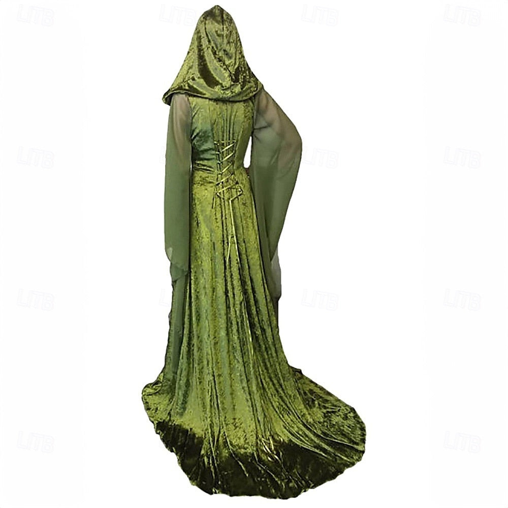 Robe de Costume D'Halloween à Manches Longues et Col en Cœur, Coupe A-Line/Princesse