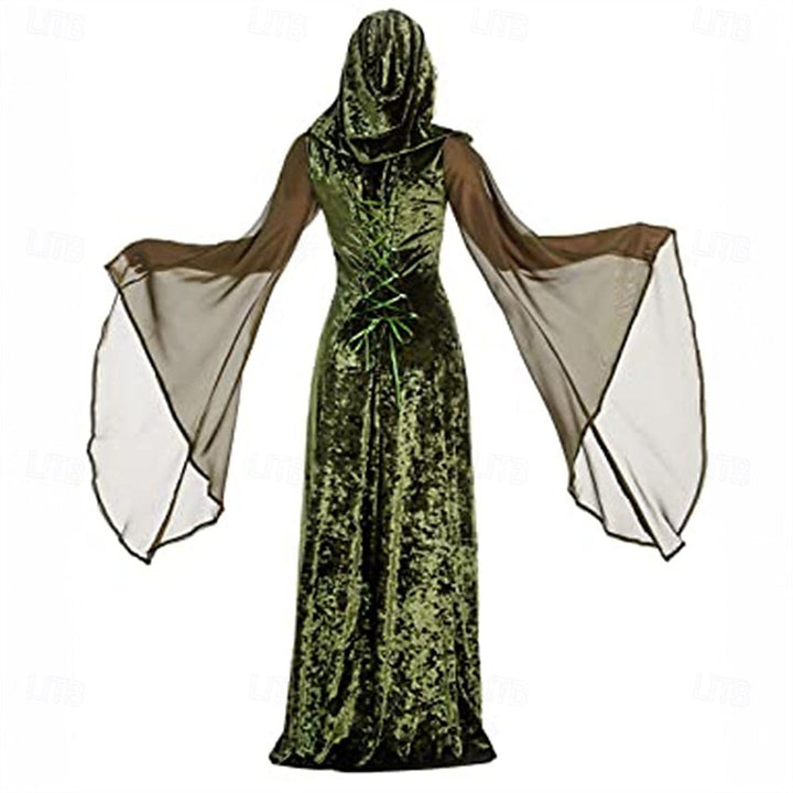 Robe de Costume D'Halloween à Manches Longues et Col en Cœur, Coupe A-Line/Princesse