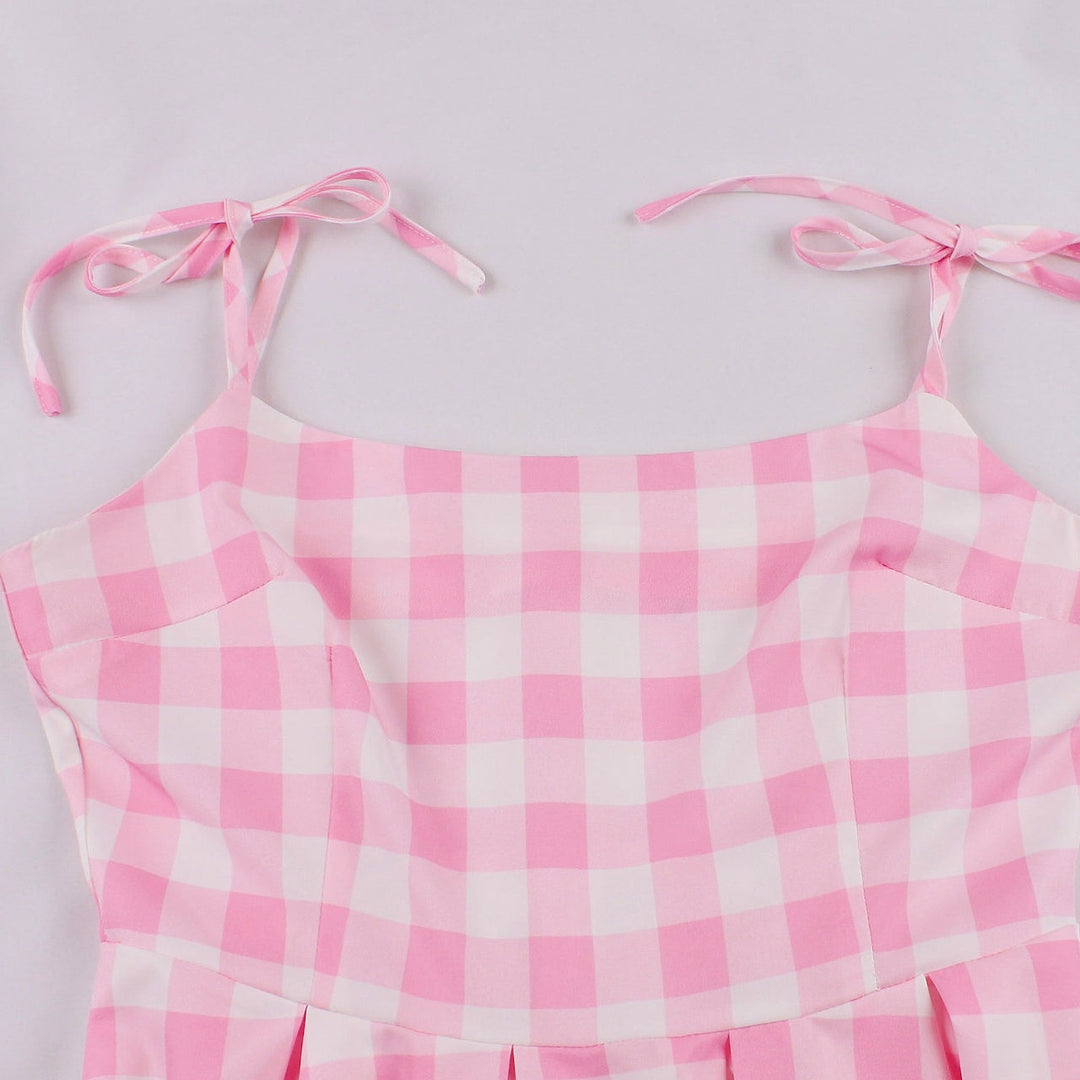 Robe de Costume D'Halloween à Bretelles Spaghetti Sans Manches, Coupe A-Line/Princess, Longueur Genou, avec Nœud Papillon