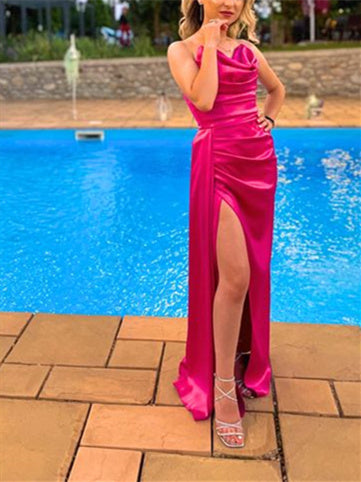 Robe de Bal Longue Au Sol à Bretelles Spaghetti et Fourreau/Colonne