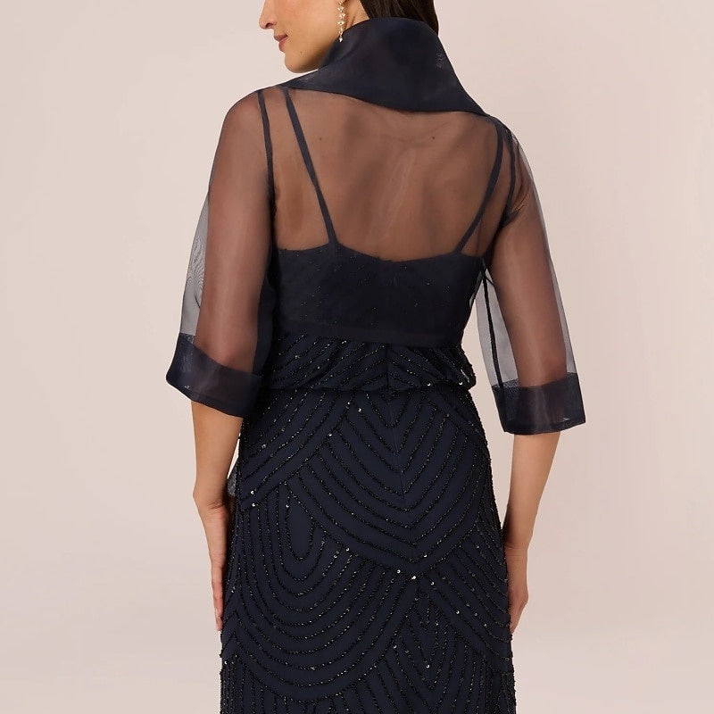 Châles/Enveloppes à Manches Mi-Longues pour Invités de Mariage pour Femmes avec Couleur Unie et Nœud Papillon