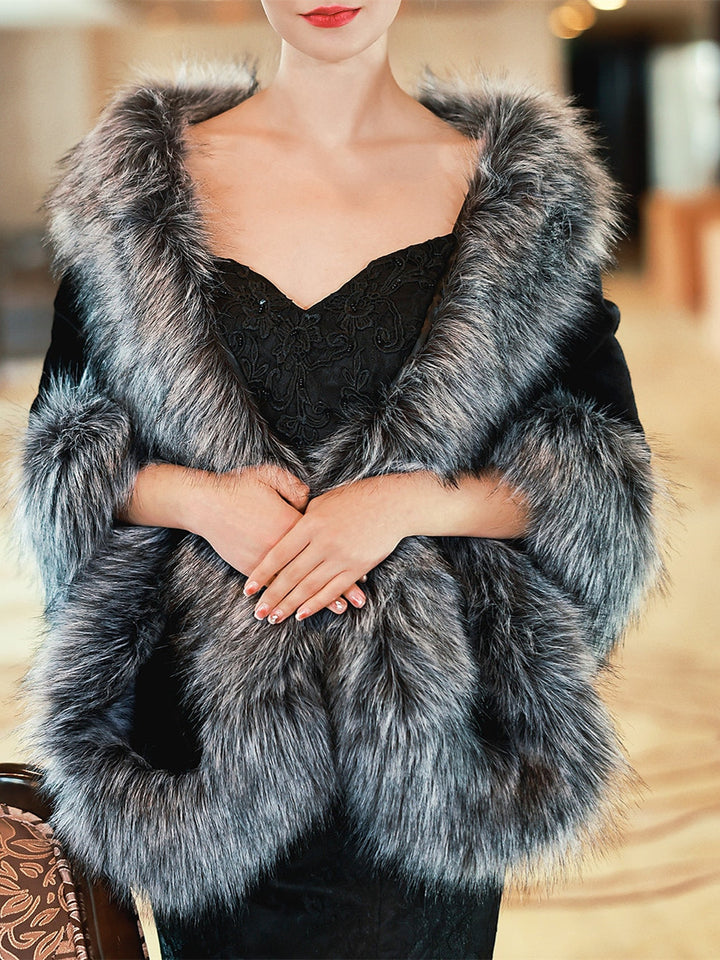 Écharpe Élégante pour Femme, Garde Au Chaud, Sans Manches, en Térylène, avec Plumes/Fourrure, pour Mariage, Automne et Hiver