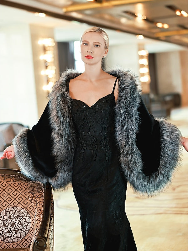 Écharpe Élégante pour Femme, Garde Au Chaud, Sans Manches, en Térylène, avec Plumes/Fourrure, pour Mariage, Automne et Hiver