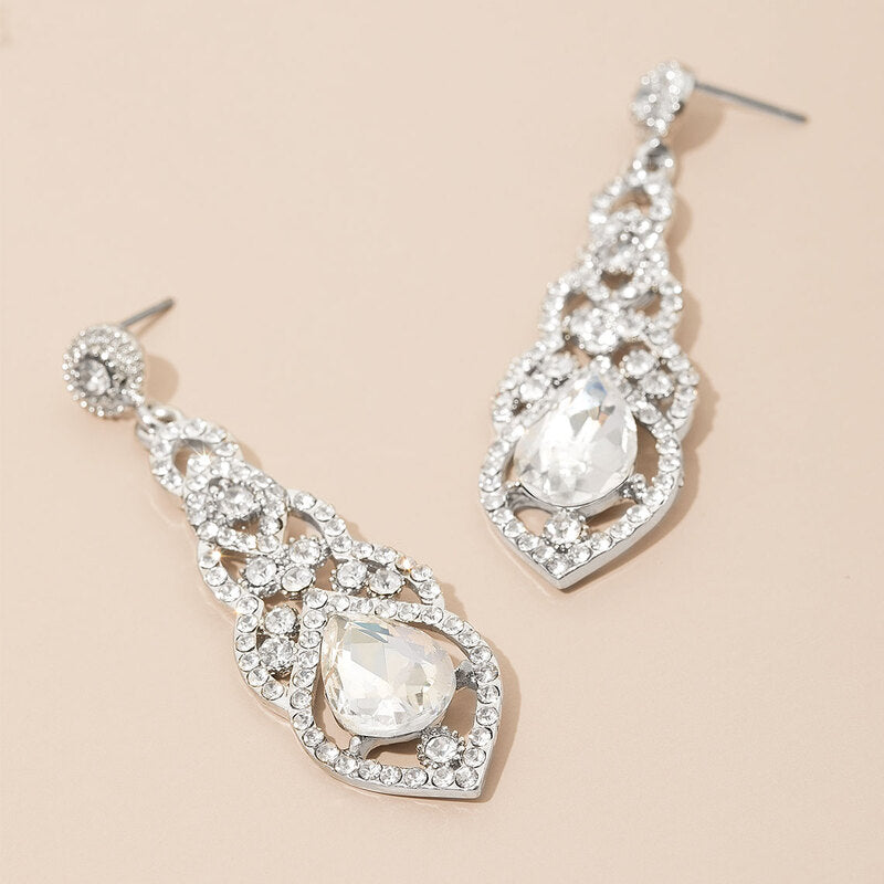 Boucles D'Oreilles Pendantes Romantiques en Strass