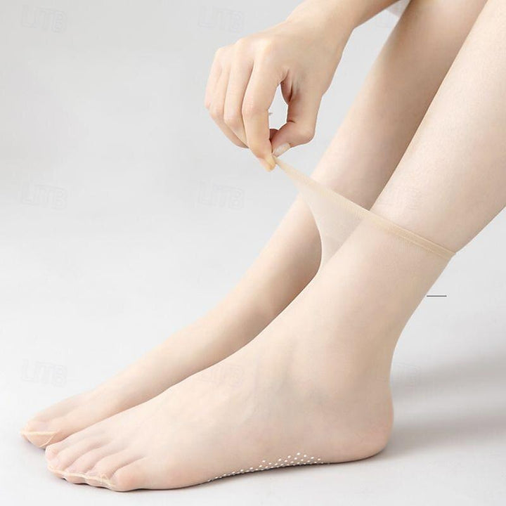 Lot de 10 Paires de Chaussettes Décontractées Antidérapantes en Élasthanne et Fibres Acryliques pour Femme, Couleur Unie, Idéales pour la Maison, le Quotidien