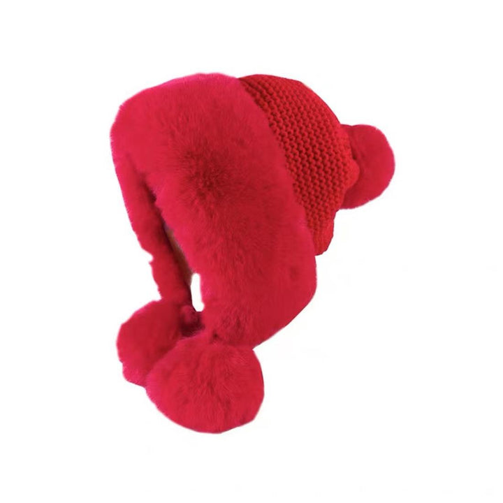 Chapeau en Laine Épais pour Femme, Nouveau Style, Boule de Fourrure, Plus Capuche Chaude en Velours, pour L'Extérieur, L'Hiver, Résistant Au Froid, à la Mode, Mignon