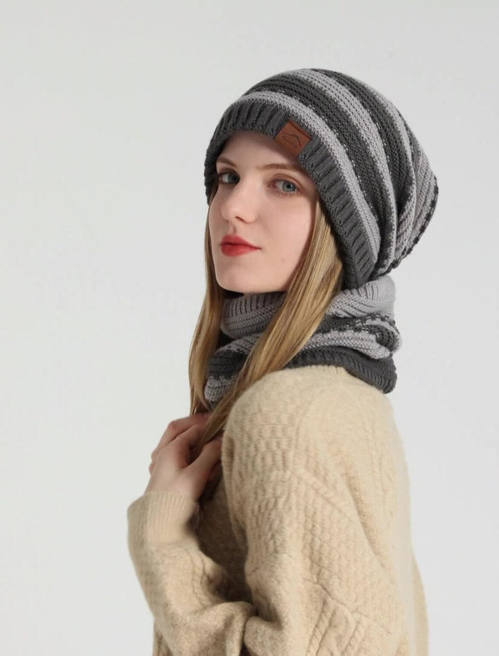 Ensemble de 2 Bonnets Tricotés, Écharpe et Chapeau pour le Cyclisme et le Ski en Plein Air, Coupe-Vent, pour Femme