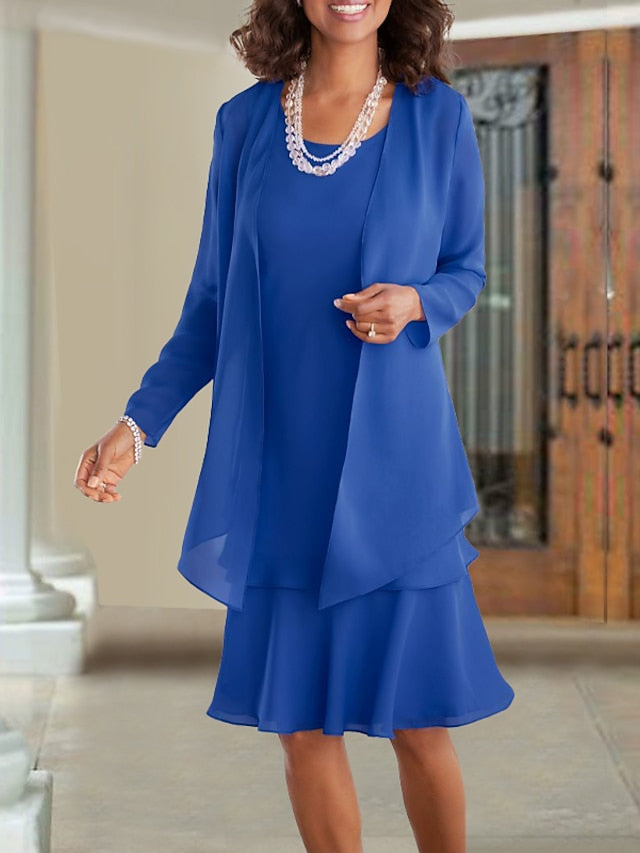 Robes de Mère de la Mariée Coupe A-Line/Princess, Longueur Genou, Décolleté en V