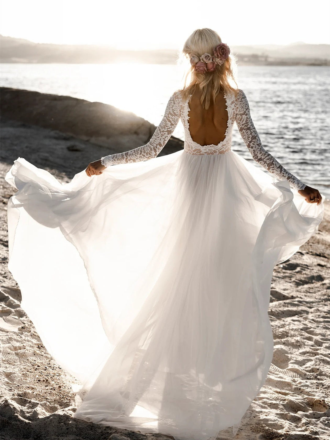 Robe de Mariée Longue Au Sol, Coupe A-Line/Princess