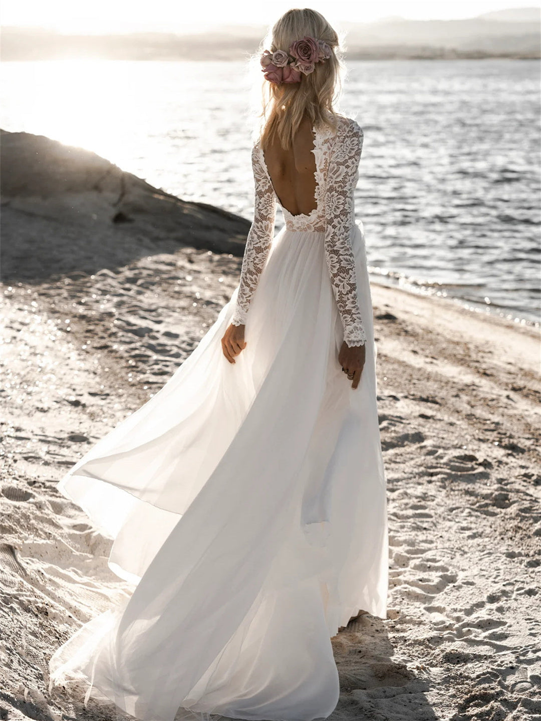 Robe de Mariée Longue Au Sol, Coupe A-Line/Princess