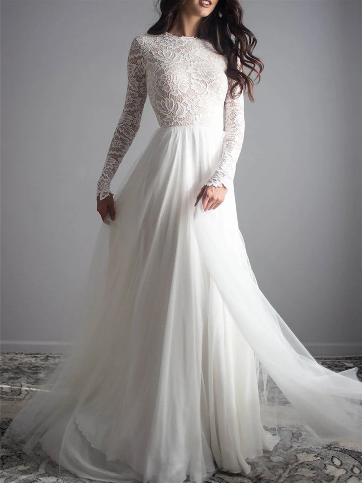 Robe de Mariée Longue Au Sol, Coupe A-Line/Princess