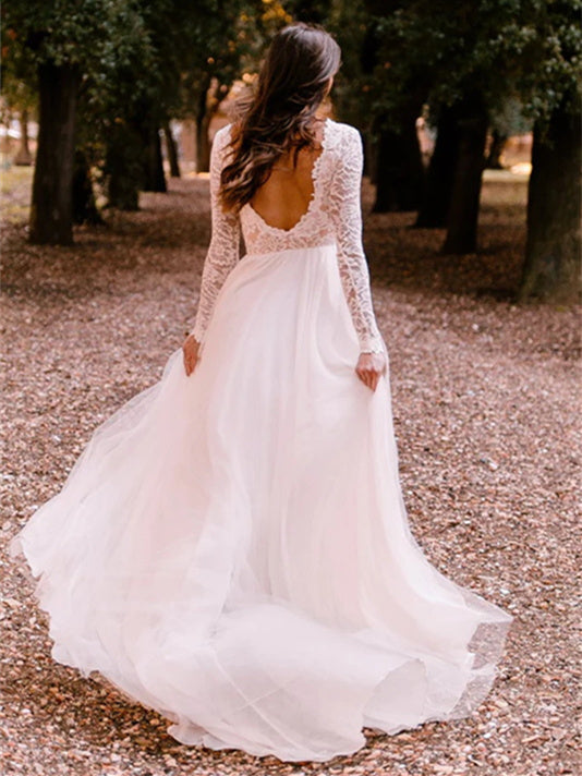 Robe de Mariée Longue Au Sol, Coupe A-Line/Princess
