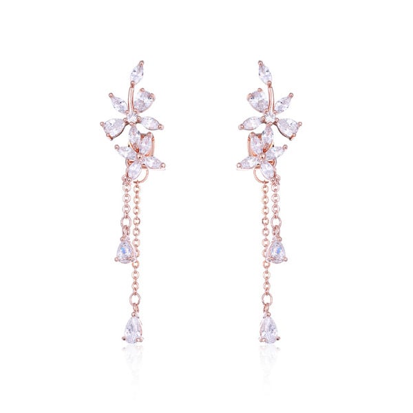 Boucles D'Oreilles Pendantes Charmantes avec Strass et Pompons