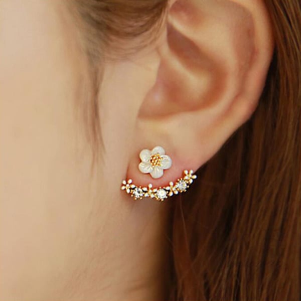 Boucles D'Oreilles à Tige Classiques en Strass et Fleurs