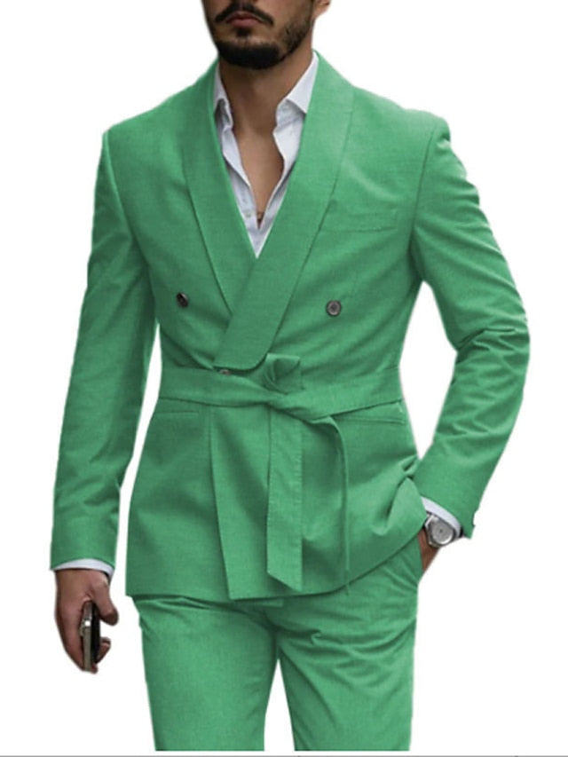 Costumes de Mariage 2 Pièces pour Hommes, Coupe Ajustée, Simple Boutonnage, Un Bouton