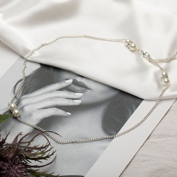 Colliers Élégants avec Perles et Strass pour Mariée