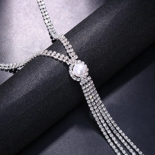 Collier Lariat Élégant avec Strass Ronds