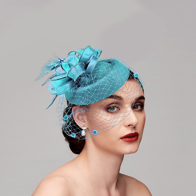 Fascinators Net Course de Chevaux de Mariage avec Coiffe en Plumes de Fleurs