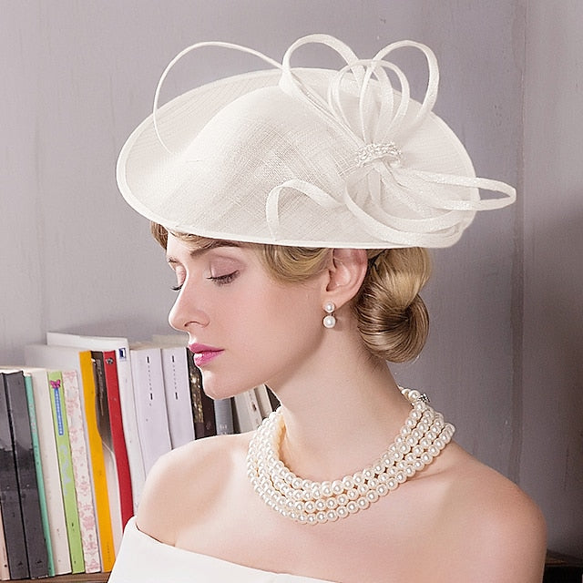 Fascinators Flax Tea Party avec Coiffe en Plumes et Strass