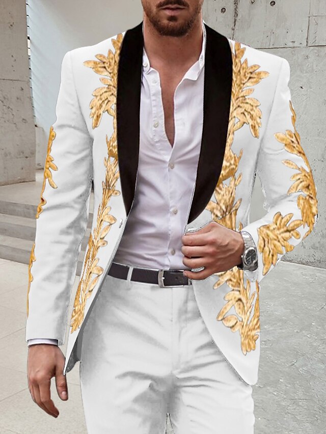 Costumes de Mariage 2 Pièces pour Hommes, Coupe Ajustée, Simple Boutonnage, Un Bouton