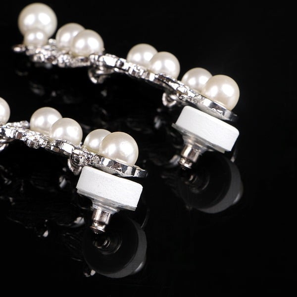 Boucles D'Oreilles Pendantes Luxueuses en Zircone Cubique et Perles