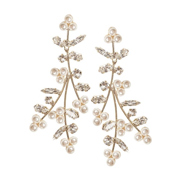 Boucles D'Oreilles Pendantes Luxueuses en Perles et Strass Marquise