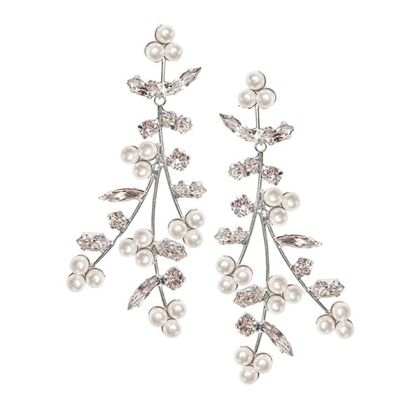 Boucles D'Oreilles Pendantes Luxueuses en Perles et Strass Marquise