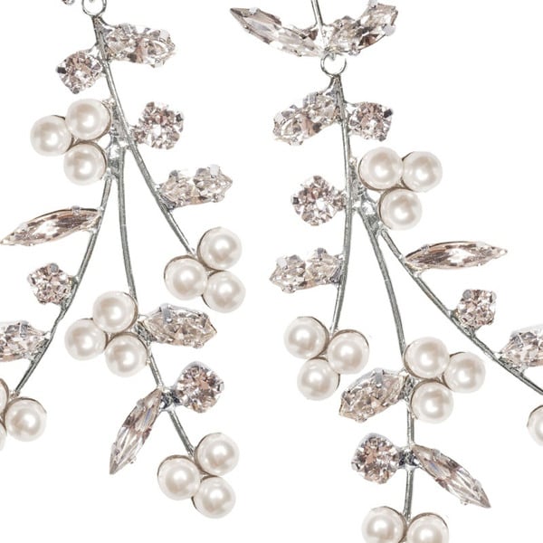 Boucles D'Oreilles Pendantes Luxueuses en Perles et Strass Marquise