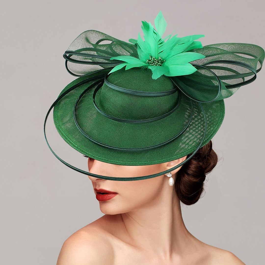 Chapeau de Soucoupe en Filet Élégant, Chapeau Fascinateur, Coiffe, Nœud à Fleurs et Strass