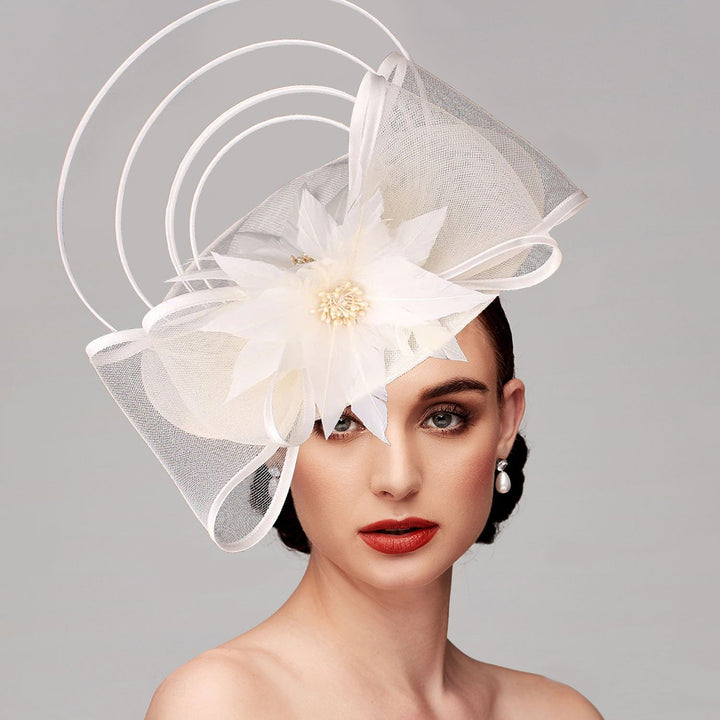 Chapeau de Soucoupe en Filet Élégant, Chapeau Fascinateur, Coiffe, Nœud à Fleurs et Strass