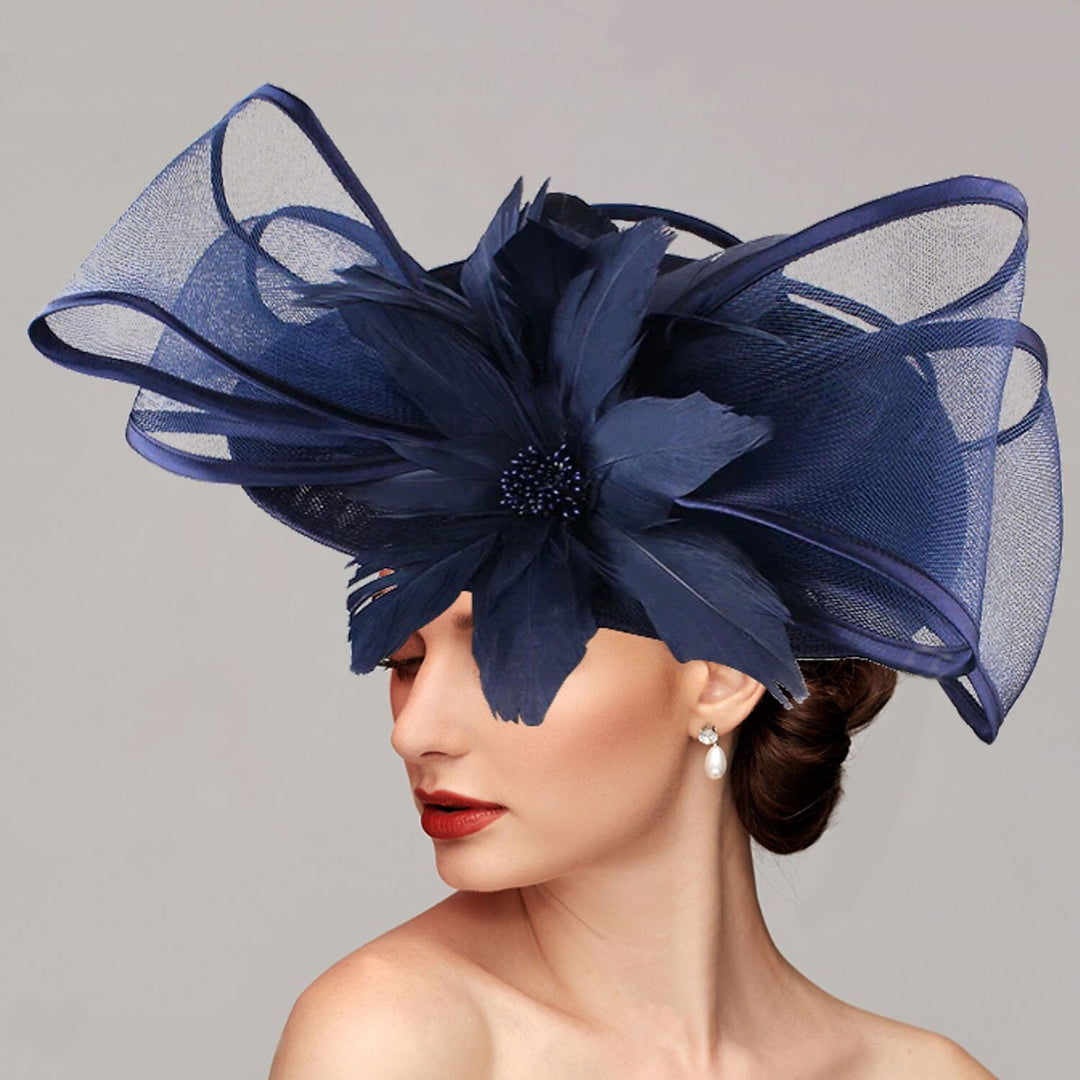 Chapeau de Soucoupe en Filet Élégant, Chapeau Fascinateur, Coiffe, Nœud à Fleurs et Strass