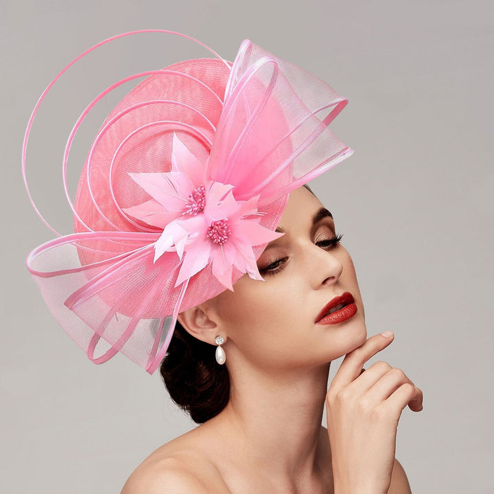 Chapeau de Soucoupe en Filet Élégant, Chapeau Fascinateur, Coiffe, Nœud à Fleurs et Strass